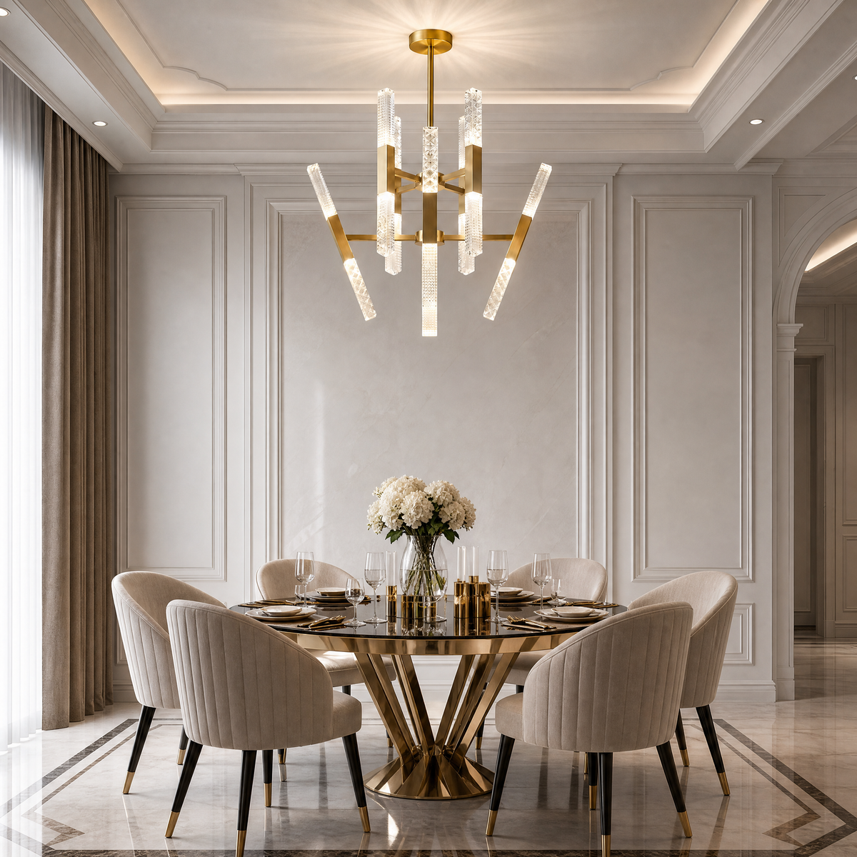 Galis Crystal Glass Pendant Light 27.8"
