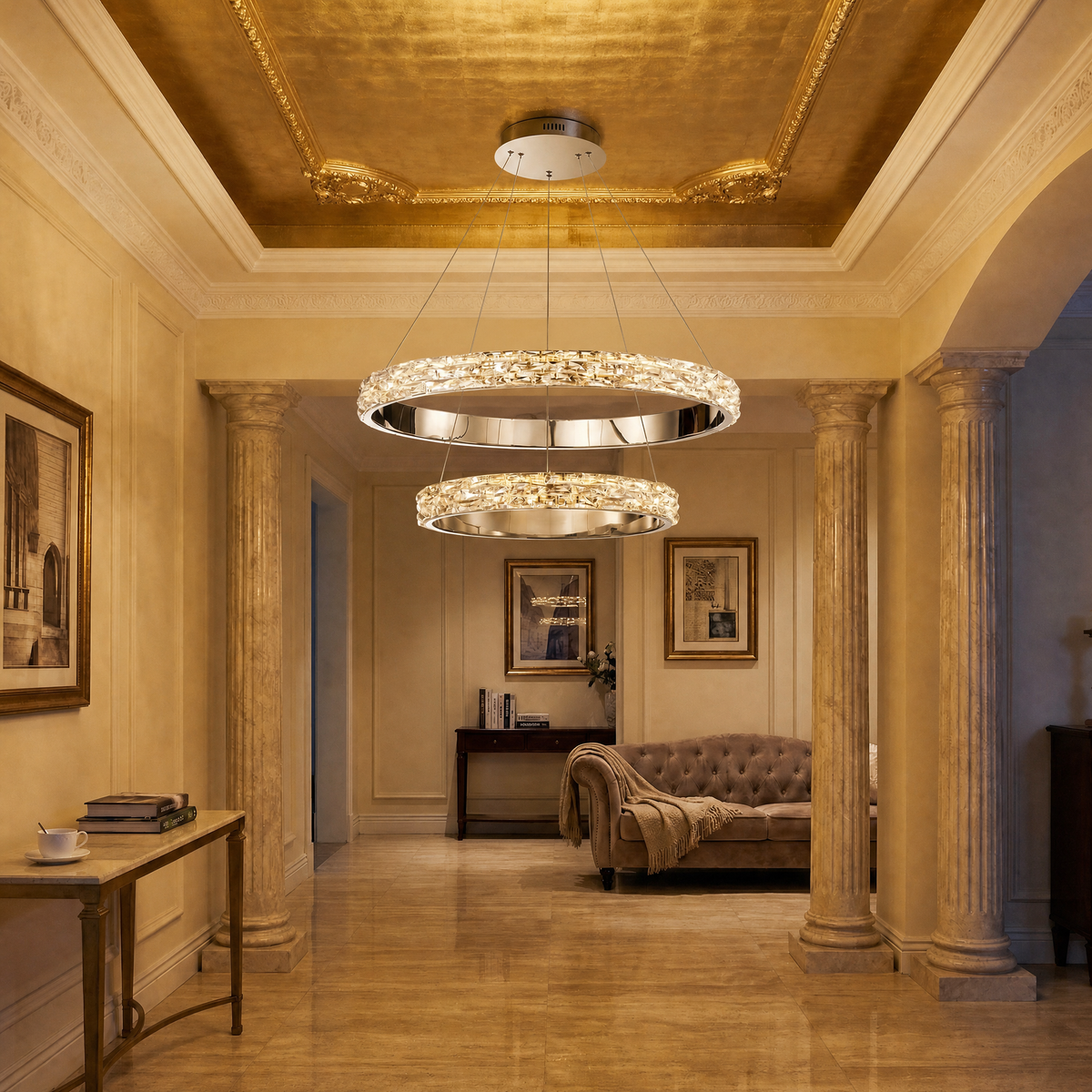 Ariis Crystal Halo Chandelier 32"D