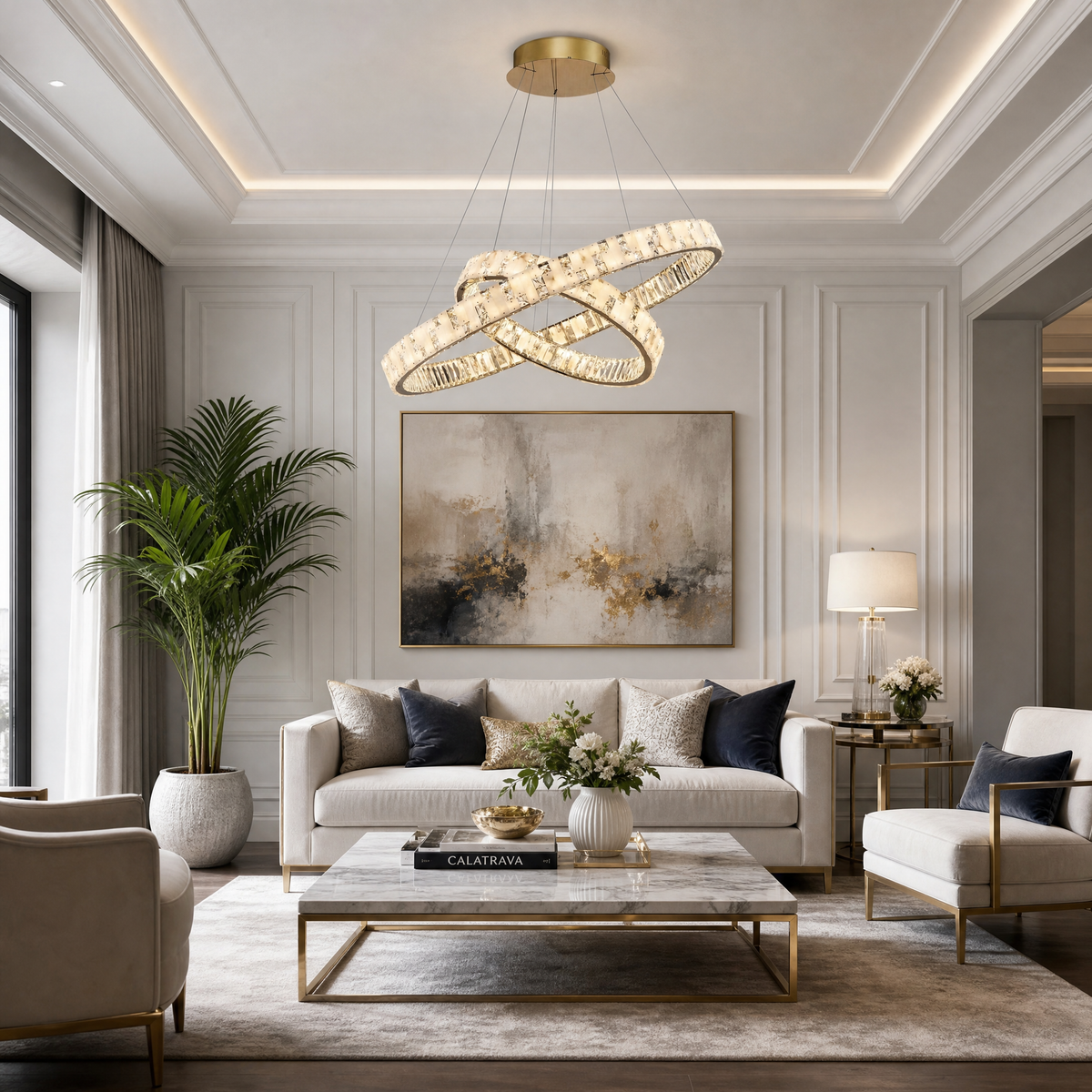 Isaen Crystal Galaxy Chandelier 37"