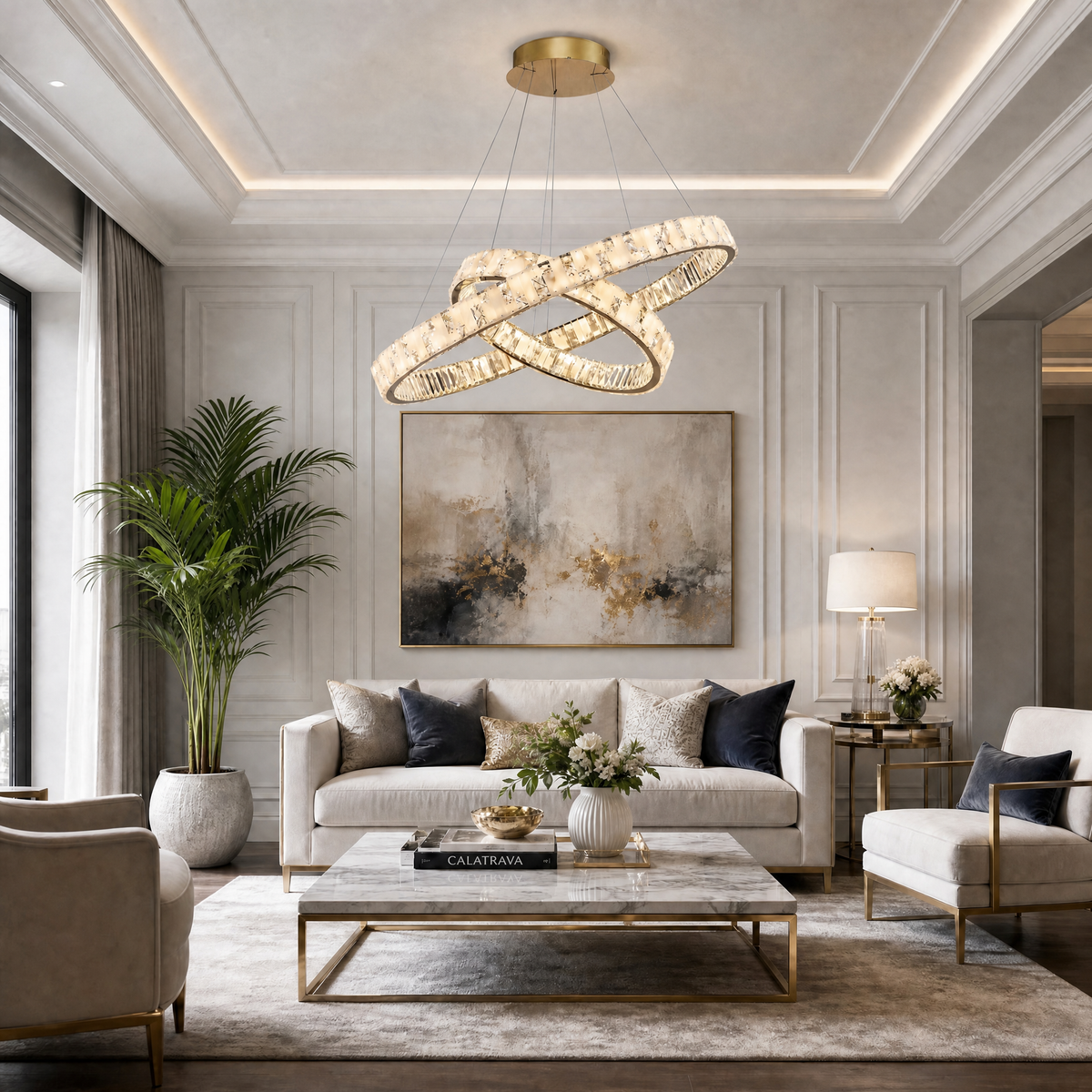 Isaen Crystal Galaxy Chandelier 37"