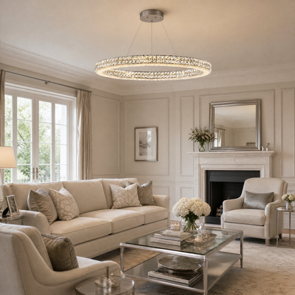 Daeis Crystal and Alabaster Chandelier