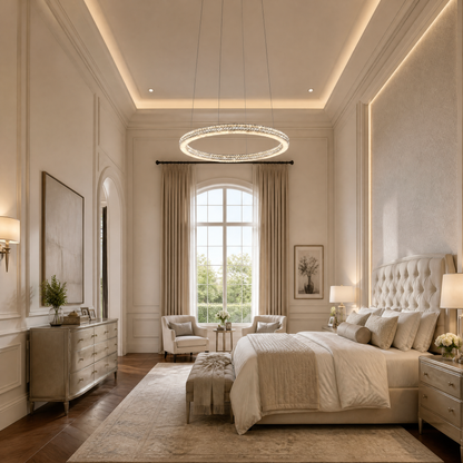 Daeis Crystal and Alabaster Chandelier