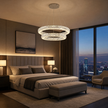 Daeis Crystal and Alabaster Chandelier