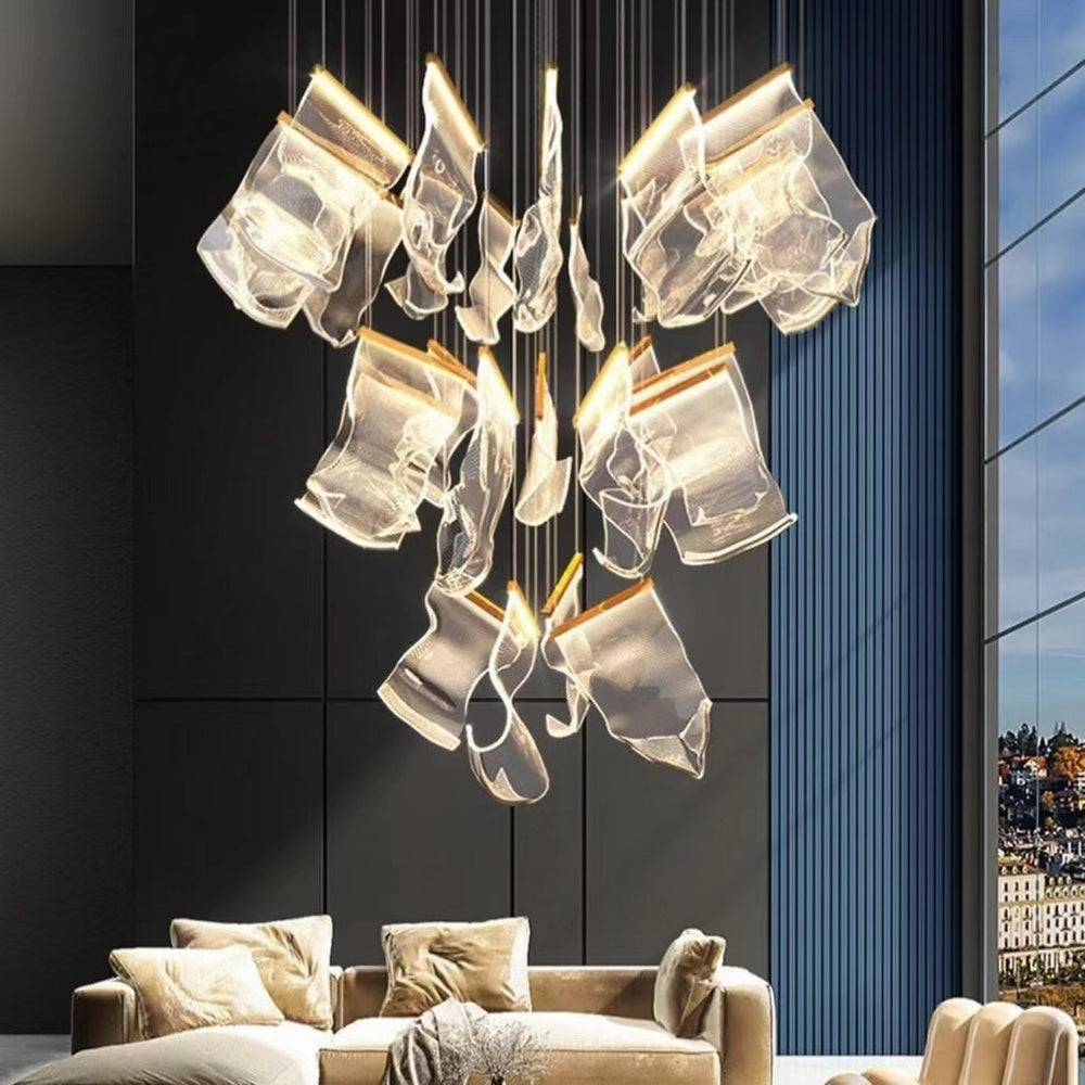 Extra Large  Modern Paper Chandelier For Staircase / Foyer Villa Hall Ceiling