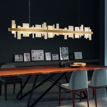 Nora Onyx Straight Modern Brass Chandelier