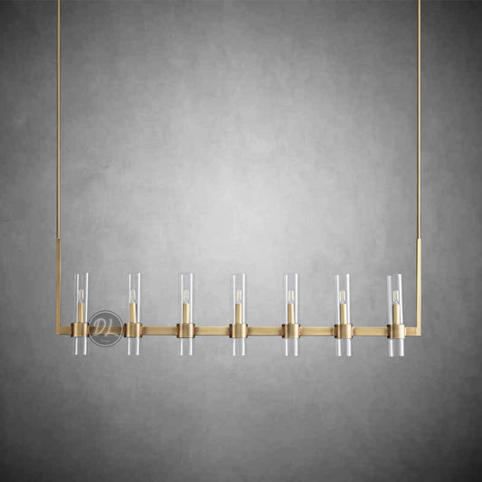 Crystalline Glass Shaded Modern Linear Chandelier 59"/71"