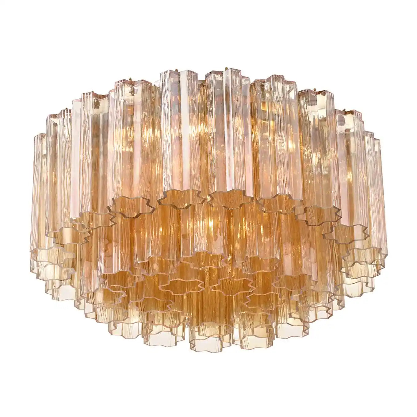 Addis Flushmount 22"/32"-22"-7 Lights-Polished Chrome-Amber-Arialamps