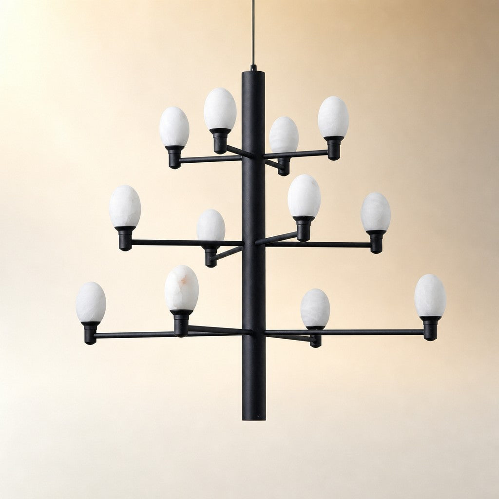 Aelior Alabaster Large Black Chandelier