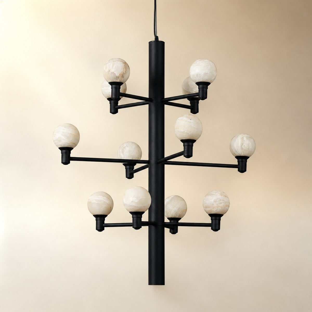 Aelior Globe Black Alabaster Chandelier