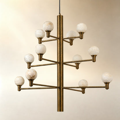 Aelior Modern Large Alabaster Globe Chandelier