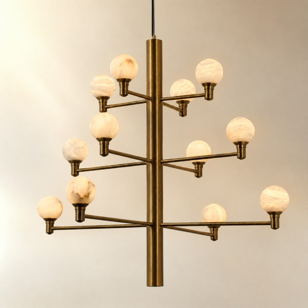 Aelior Modern Large Alabaster Globe Chandelier