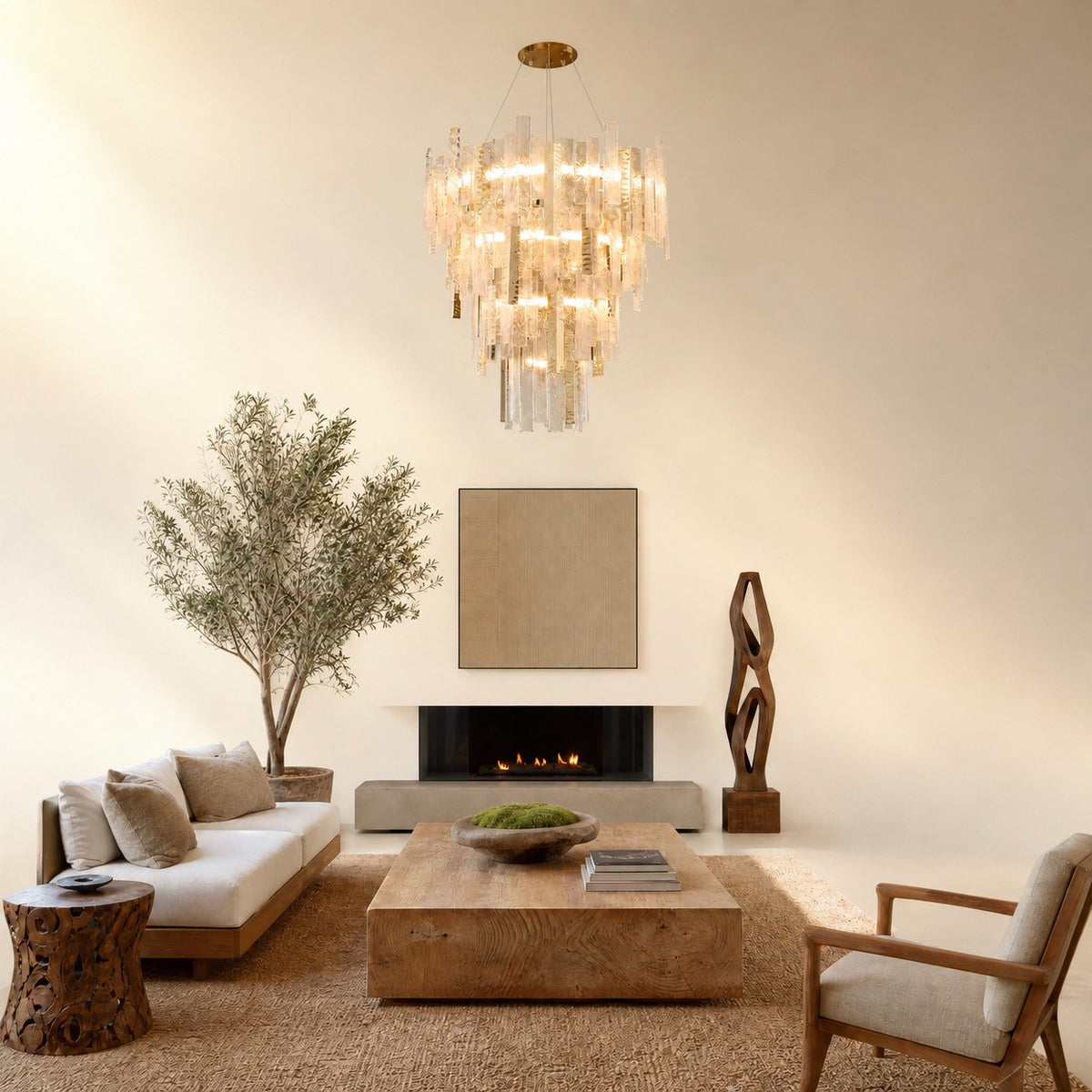 Aelor Textured Glass Round Chandelier