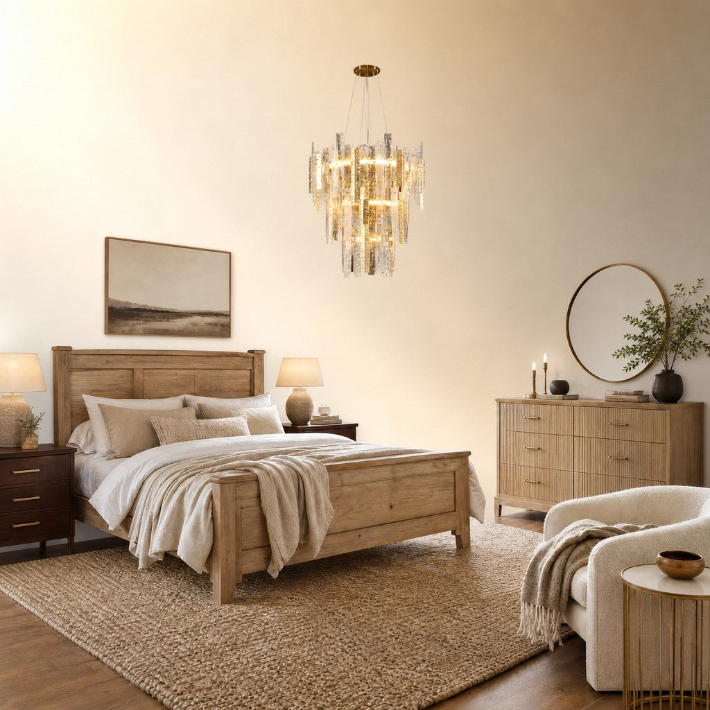 Aelor Textured Glass Round Chandelier