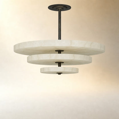 Alabaster Bronze & White LED Chandelier – Elegant 33‑Inch