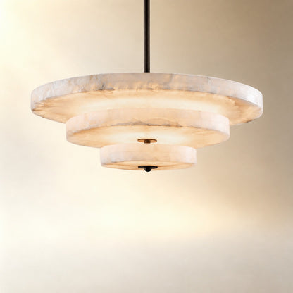 Alabaster Bronze & White LED Chandelier – Elegant 33‑Inch