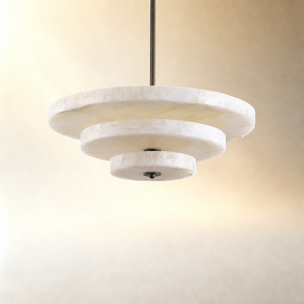 Alabaster Bronze & White LED Chandelier – Elegant 33‑Inch