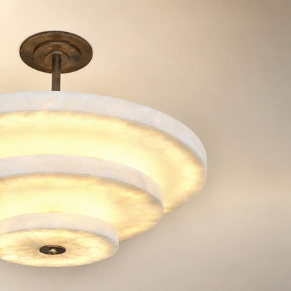 Alabaster Bronze & White LED Chandelier – Elegant 33‑Inch