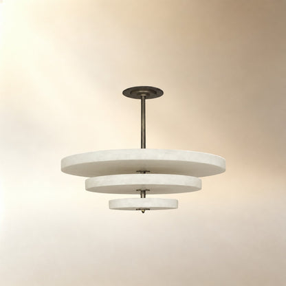 Alabaster Bronze & White LED Chandelier – Elegant 33‑Inch