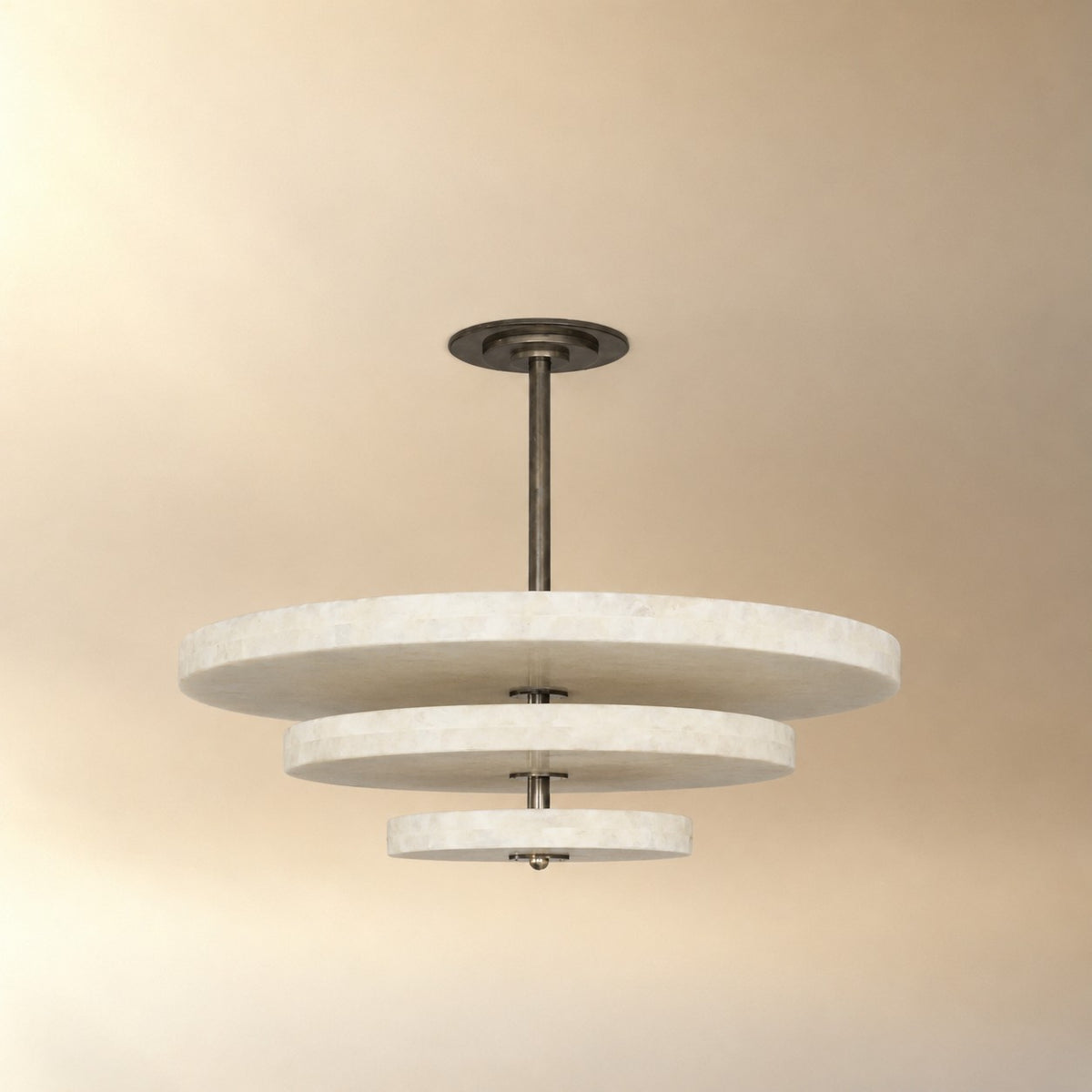 Alabaster Bronze & White LED Chandelier – Elegant 33‑Inch