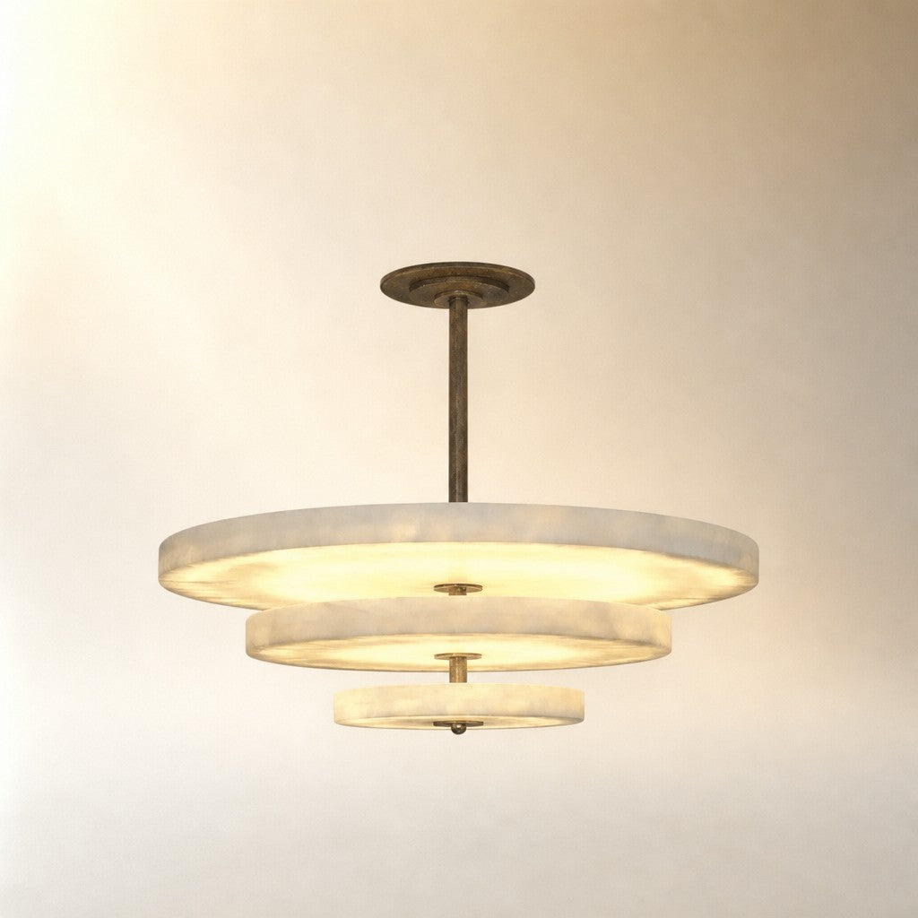 Alabaster Bronze & White LED Chandelier – Elegant 33‑Inch