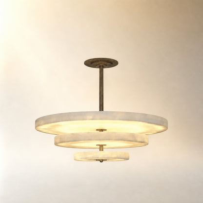 Alabaster Bronze & White LED Chandelier – Elegant 33‑Inch