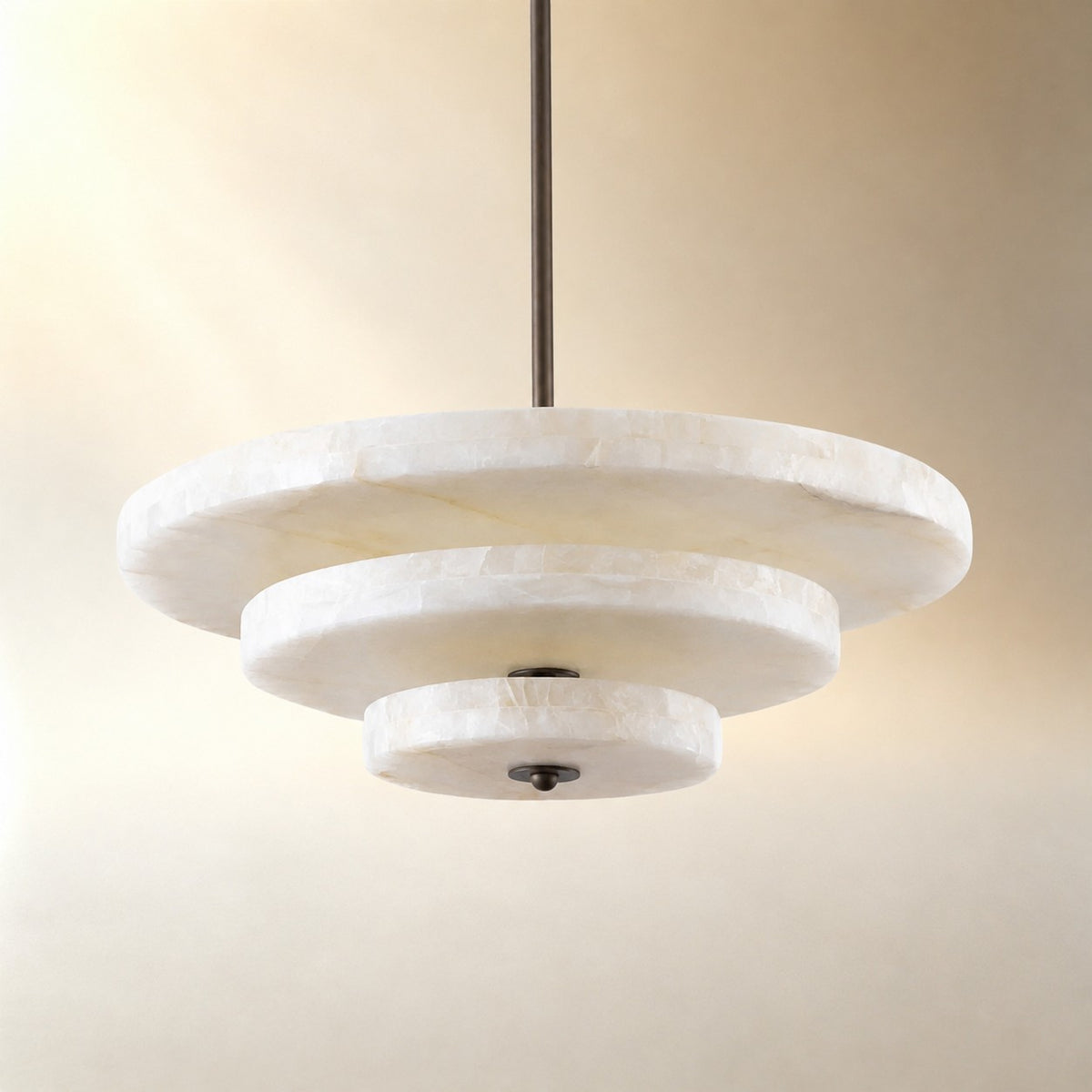 Alabaster Bronze & White LED Chandelier – Elegant 33‑Inch