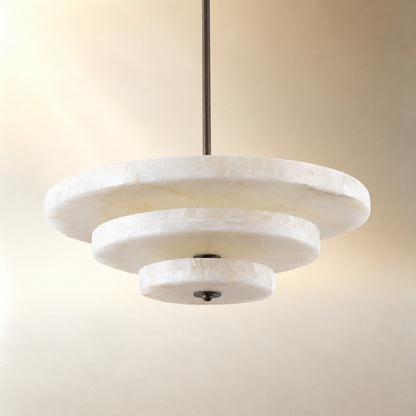 Alabaster Bronze & White LED Chandelier – Elegant 33‑Inch