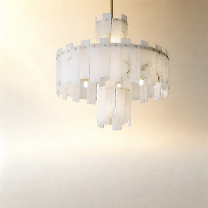 Alabaster Chandelier – Elegant Brass & White Alabaster Light Fixture