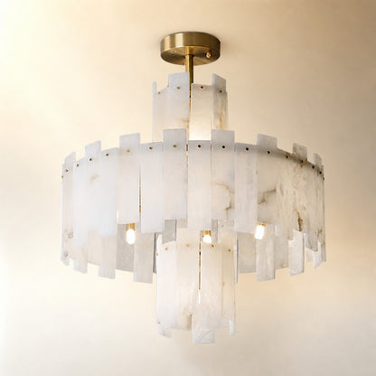 Alabaster Chandelier – Elegant Brass & White Alabaster Light Fixture