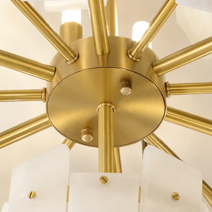 Alabaster Chandelier – Elegant Brass & White Alabaster Light Fixture