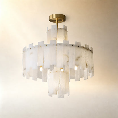Alabaster Chandelier – Elegant Brass & White Alabaster Light Fixture