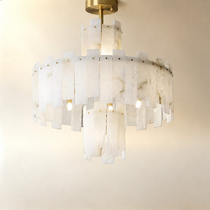 Alabaster Chandelier – Elegant Brass & White Alabaster Light Fixture