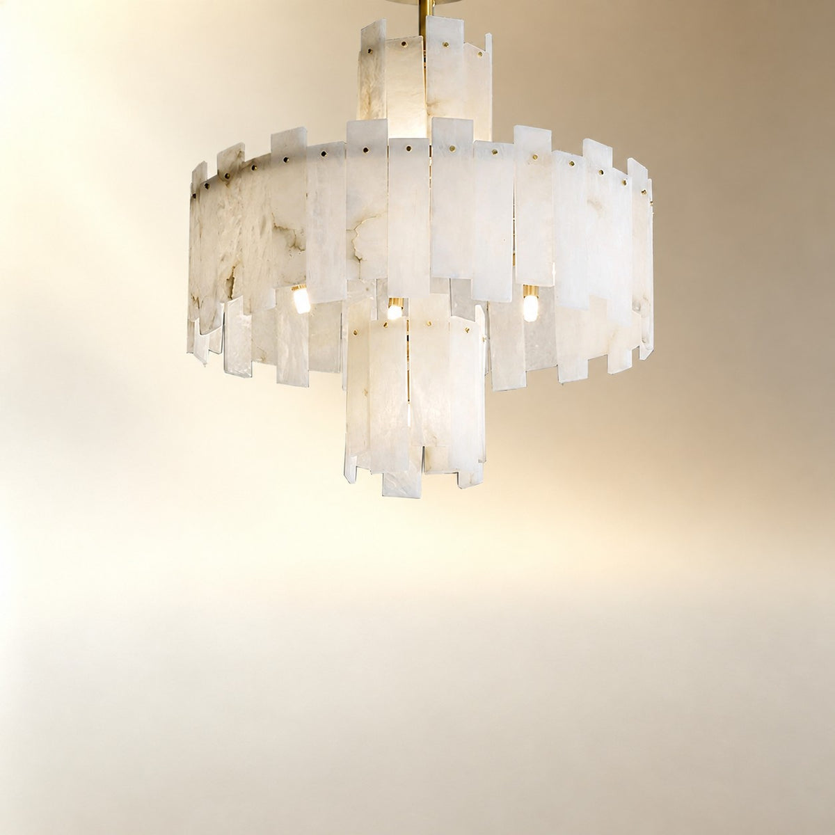 Alabaster Chandelier – Elegant Brass & White Alabaster Light Fixture