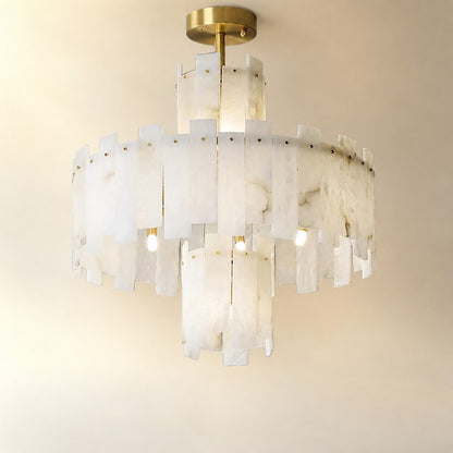 Alabaster Chandelier – Elegant Brass & White Alabaster Light Fixture
