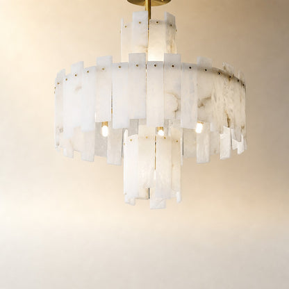 Alabaster Chandelier – Elegant Brass & White Alabaster Light Fixture