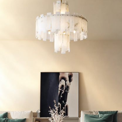 Alabaster Chandelier – Elegant Brass & White Alabaster Light Fixture