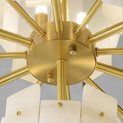 Alabaster Chandelier – Elegant Brass & White Alabaster Light Fixture