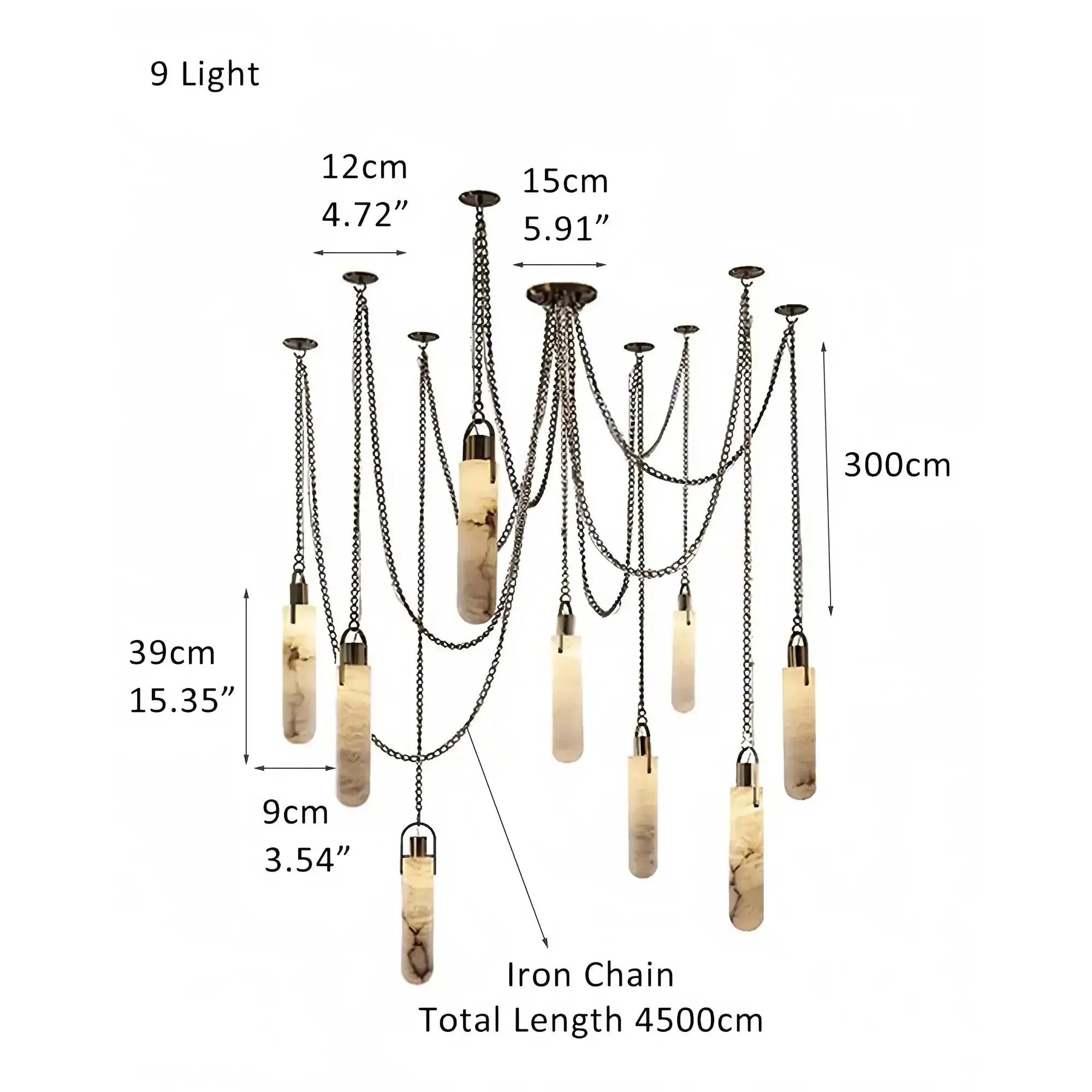 Alabaster Flint 1/2/3/5/7/9/12/15 - Light LED Multi - Drop Pendant - 9 lightsBlushlighting