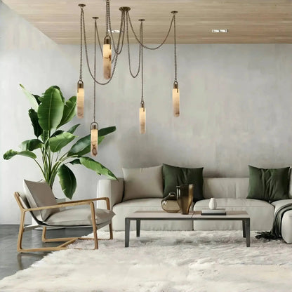 Alabaster Flint 1/2/3/5/7/9/12/15 - Light LED Multi - Drop Pendant - 5 lightsBlushlighting