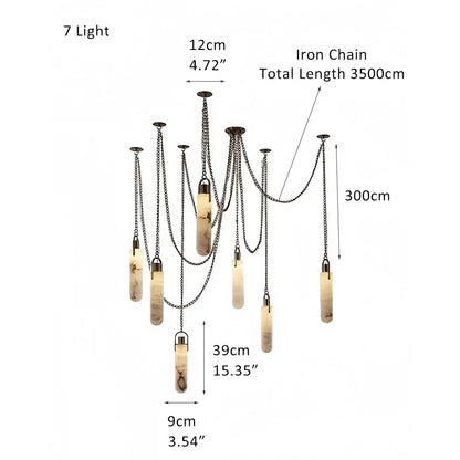 Alabaster Flint 1/2/3/5/7/9/12/15 - Light LED Multi - Drop Pendant - 9 lightsBlushlighting
