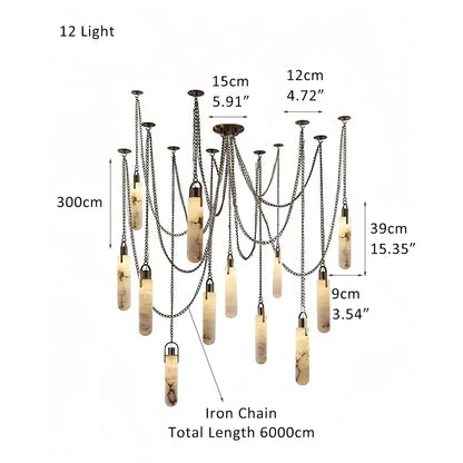 Alabaster Flint 1/2/3/5/7/9/12/15 - Light LED Multi - Drop Pendant - 9 lightsBlushlighting