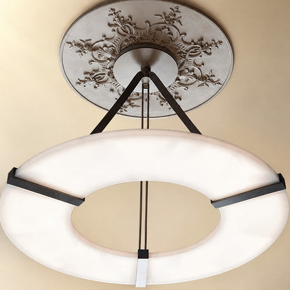 Alabaster Halo Pendant Light – Black & White LED Chandelier