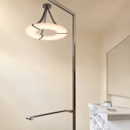 Alabaster Halo Pendant Light – Black & White LED Chandelier
