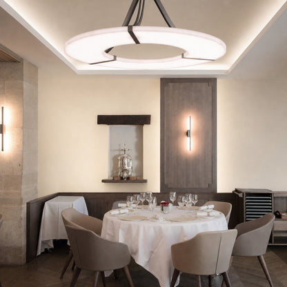 Alabaster Halo Pendant Light – Black & White LED Chandelier