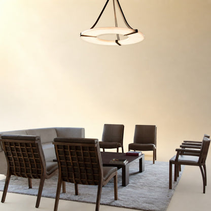 Alabaster Halo Pendant Light – Black & White LED Chandelier