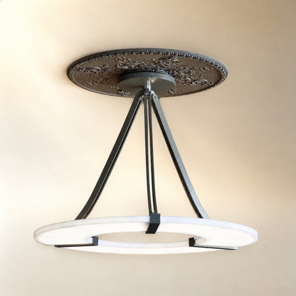 Alabaster Halo Pendant Light – Black & White LED Chandelier