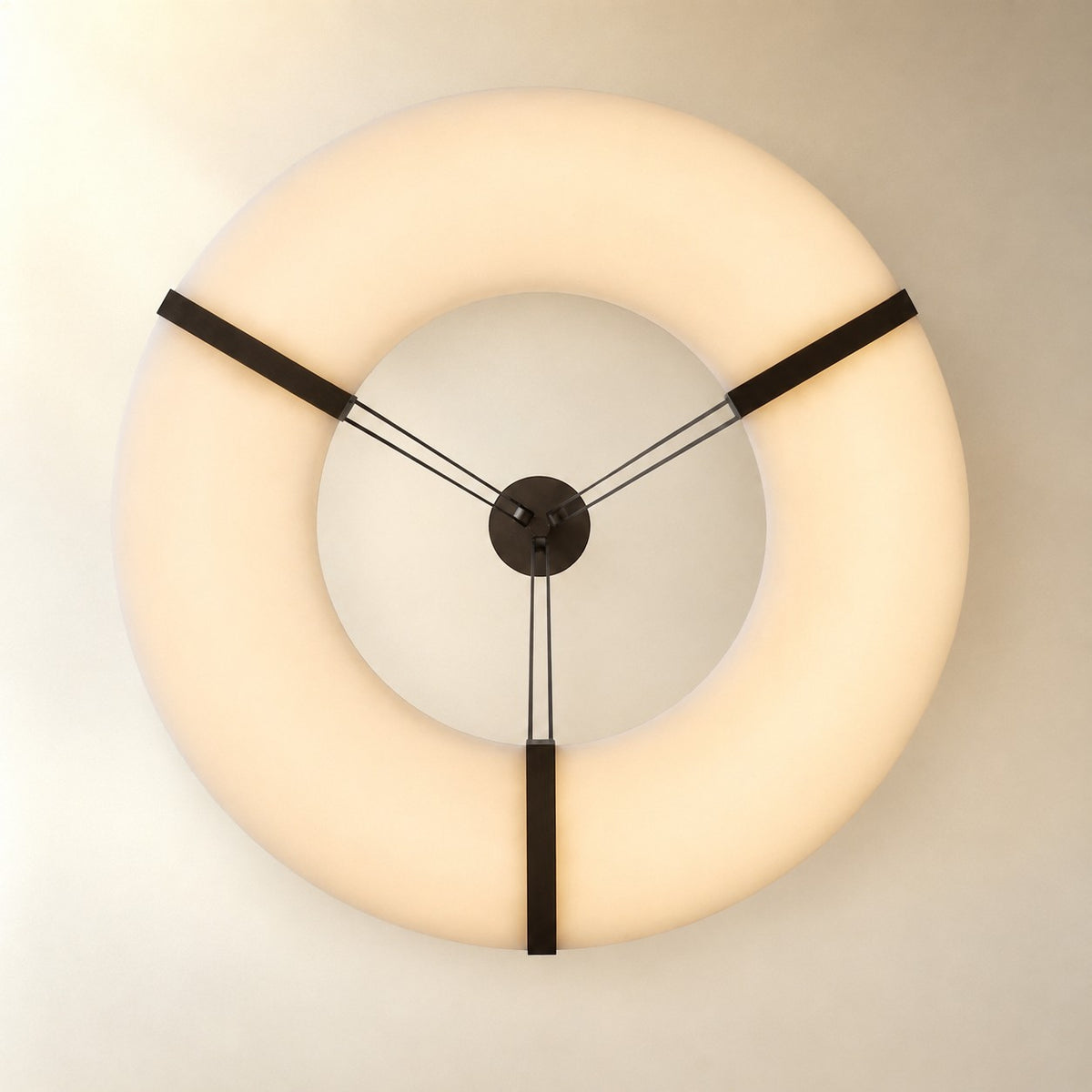 Alabaster Halo Pendant Light – Black & White LED Chandelier