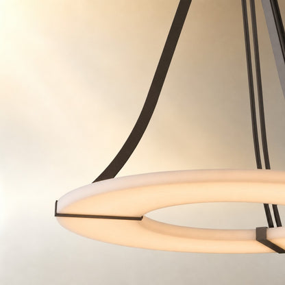 Alabaster Halo Pendant Light – Black & White LED Chandelier