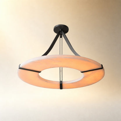 Alabaster Halo Pendant Light – Black & White LED Chandelier