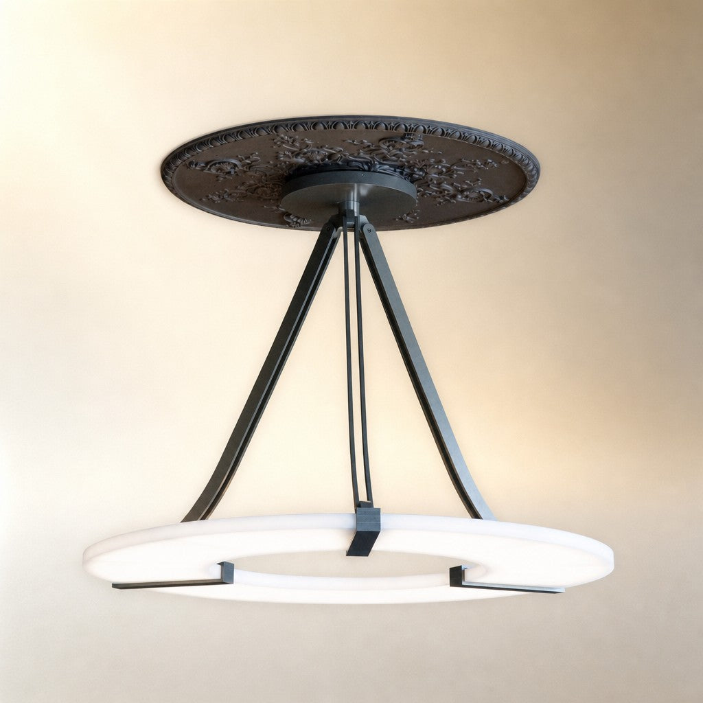 Alabaster Halo Pendant Light – Black & White LED Chandelier
